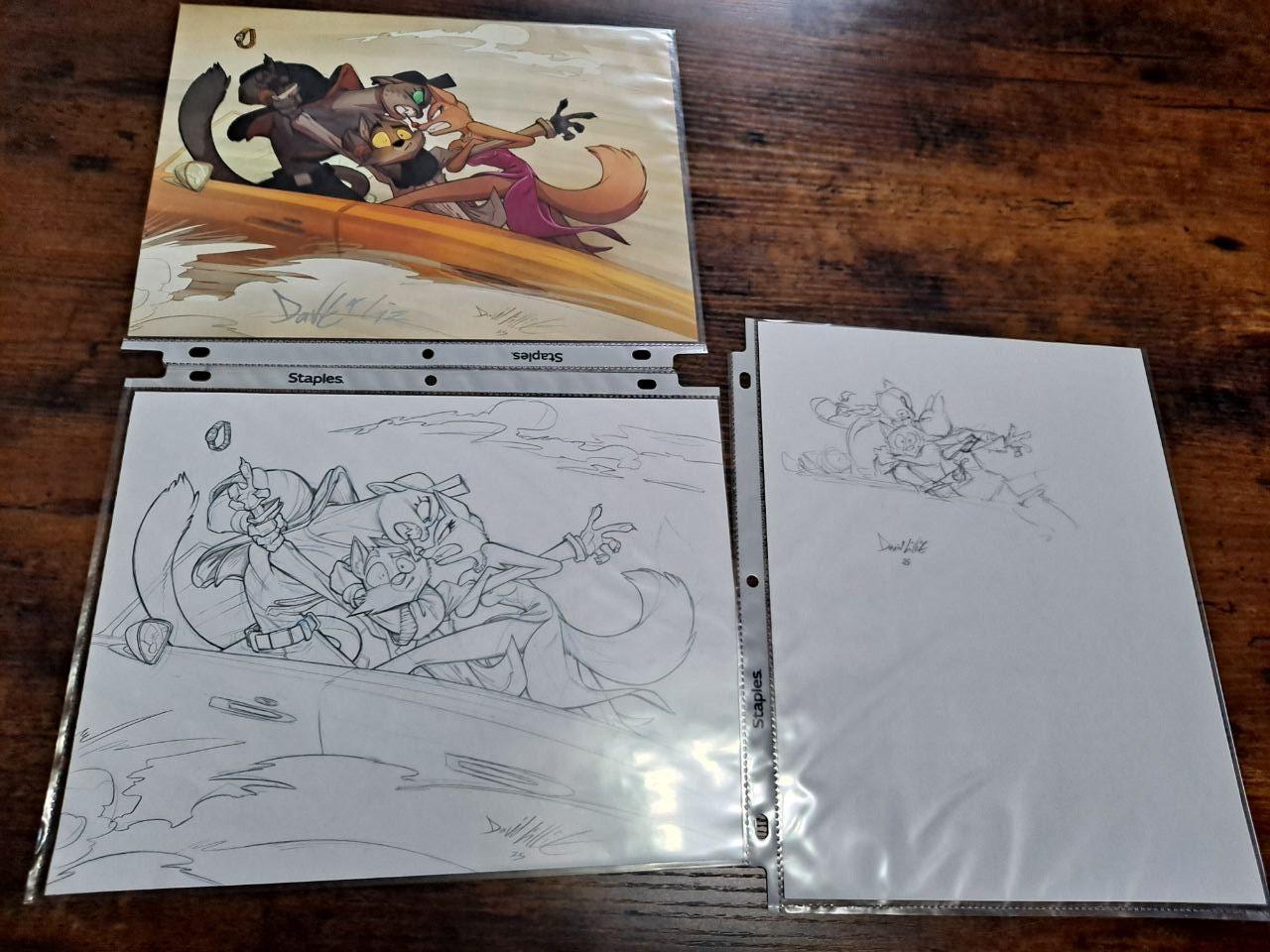 ORIGINAL ART 3 Bad Dudes Pencils and Print