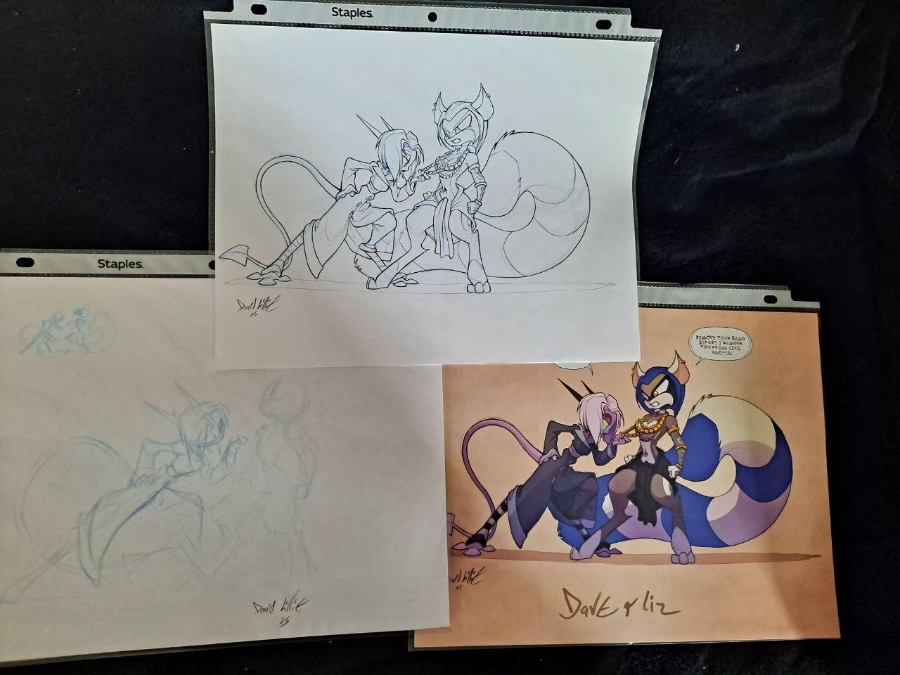 ORIGINAL ART Namah and Necklace Showdown Pencils and Print